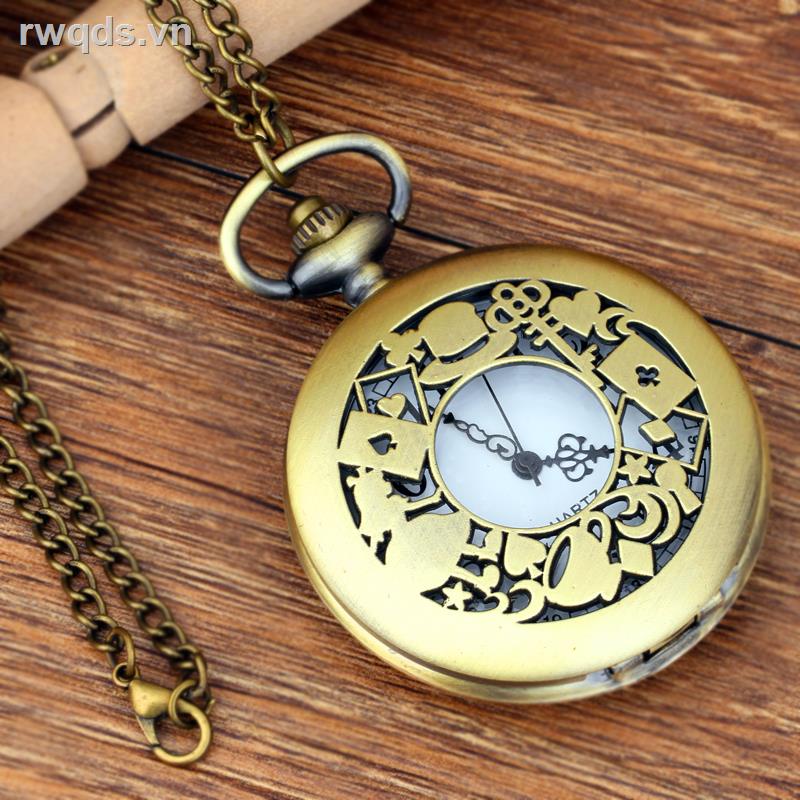 Đồng Hồ Quả Quýt Dạng Nón Lưỡi Trai Rỗng Gắn Dây Xích Bằng Đồng Kích Thước Lớn Kiểu Vintage 9068