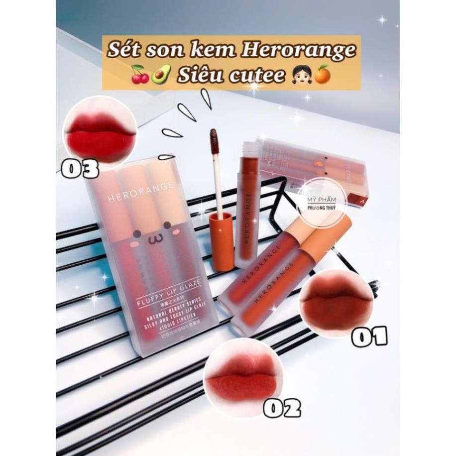 Combo 3 cây Son Kem Lì Herorange Siêu Xinh Chất Mềm Và Mịn Môi Cao Cấp - Hàng Nội Địa Trung