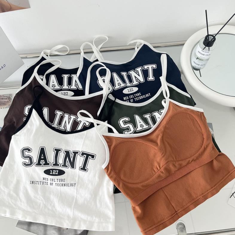 Áo Bra Nữ 2 Dây Mảnh Mút Ngực Đa Sắc Màu Trơn In Chữ Mềm Mại Hot Trend Softie 127