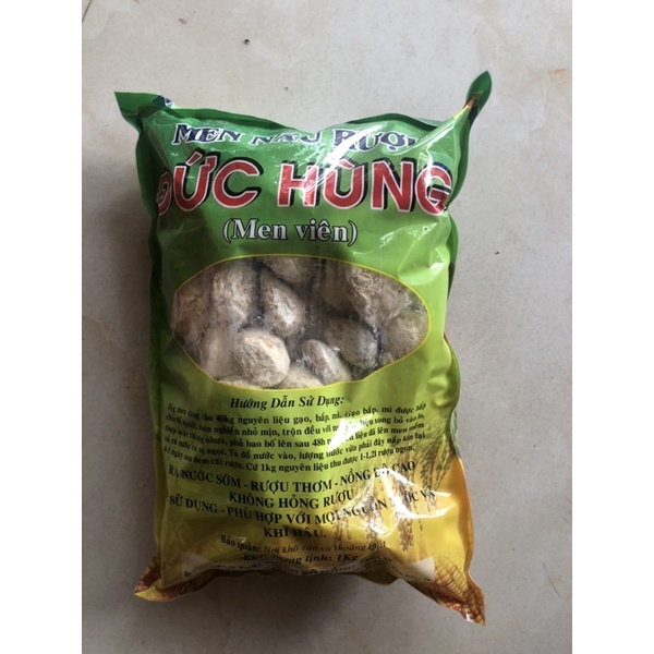 Men Đức Hùng, men nấu rượu, men rượu trấu, nấu cơm, nấu cơm rượu gói 1kg