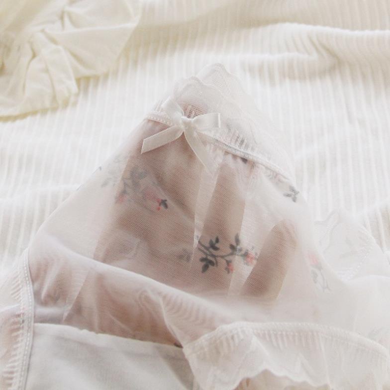 Quần Lót Nữ ❤️Quần Lót Ren Lưới Hoa Quả Sexy Phối Nơ Gợi Cảm Quyến Rũ Softie 089