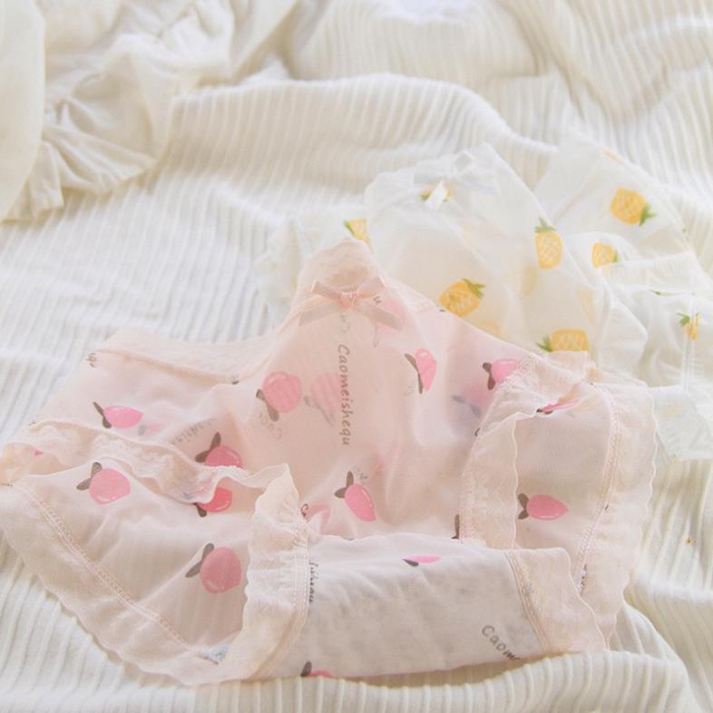 Quần Lót Nữ ❤️Quần Lót Ren Lưới Hoa Quả Sexy Phối Nơ Gợi Cảm Quyến Rũ Softie 088