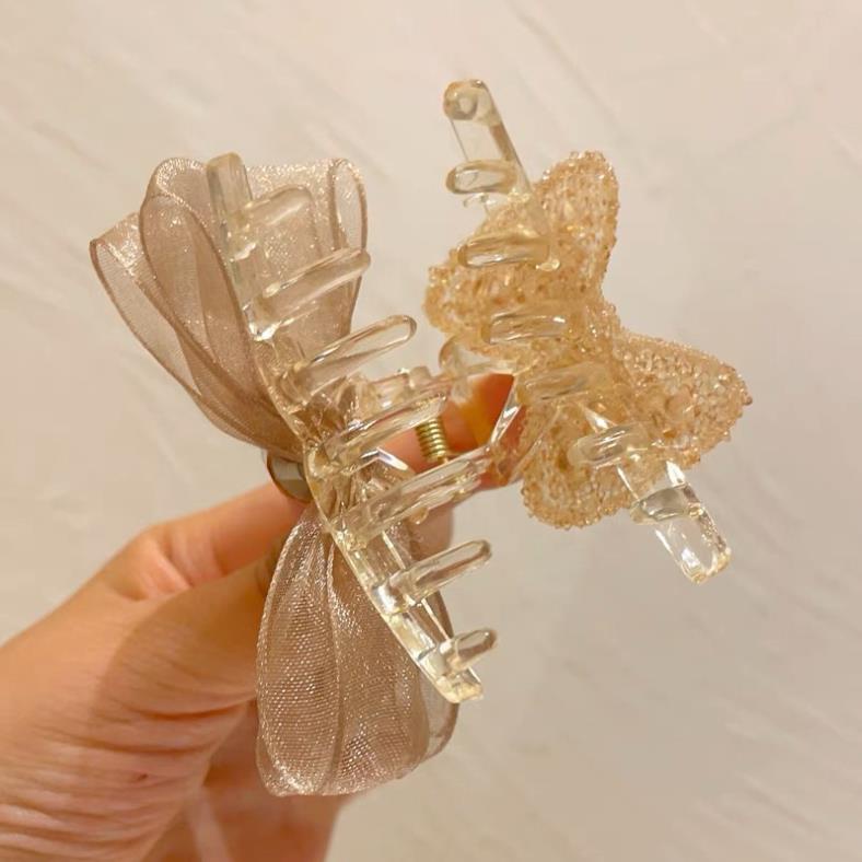 Kẹp Tóc Nhựa Hình Nơ Đính Đá Phong Cách Hàn Quốc Thời Trang Siêu Hot Softie