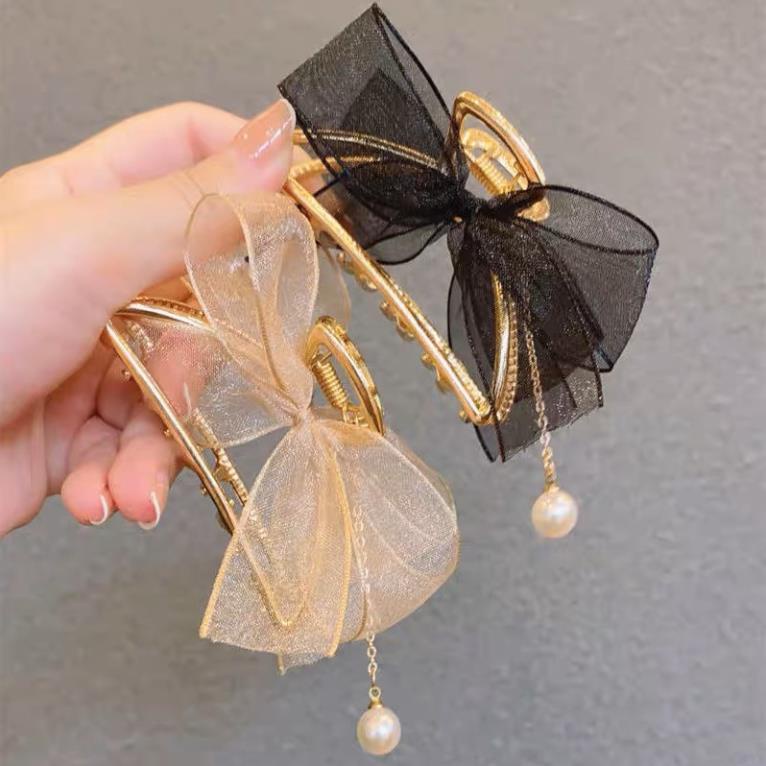 Kẹp Tóc Nữ Đính Nơ Dây Tua Rua Phong Cách Hàn Siêu Hot Softie