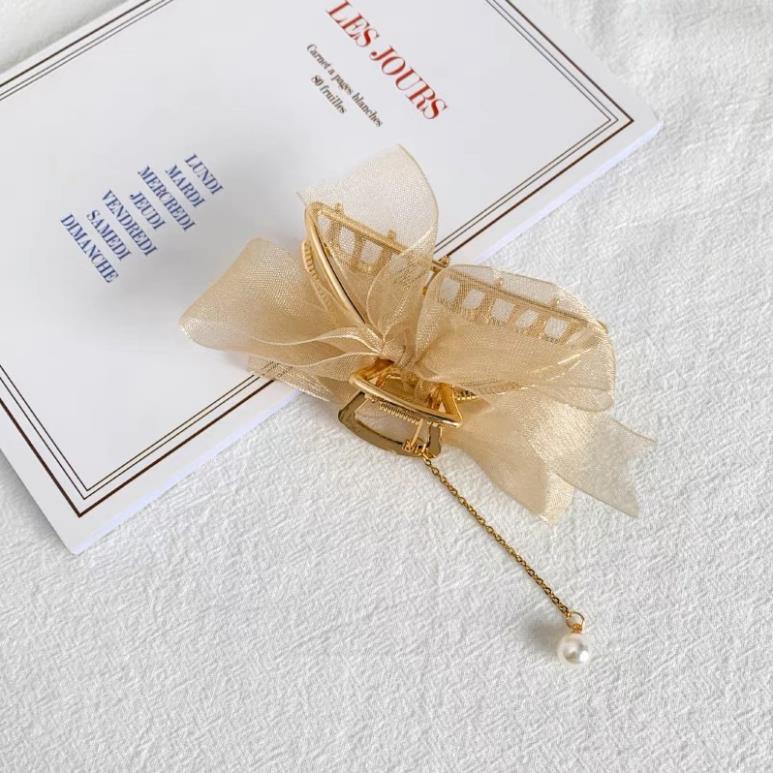 Kẹp Tóc Nữ Đính Nơ Dây Tua Rua Phong Cách Hàn Siêu Hot Softie