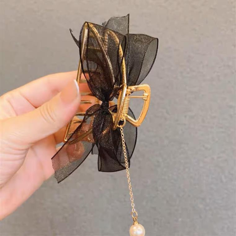 Kẹp Tóc Nữ Đính Nơ Dây Tua Rua Phong Cách Hàn Siêu Hot Softie