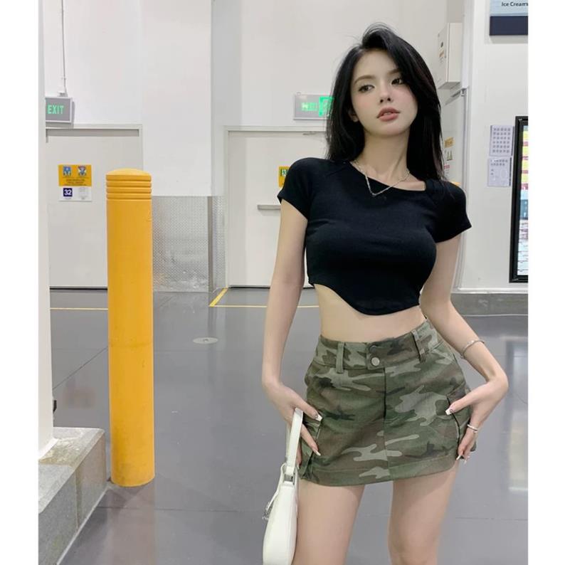 Áo Cộc Tay Nữ Croptop Vạt Nhọn Ôm Body Chất Thun Gân Tăm Softie B04