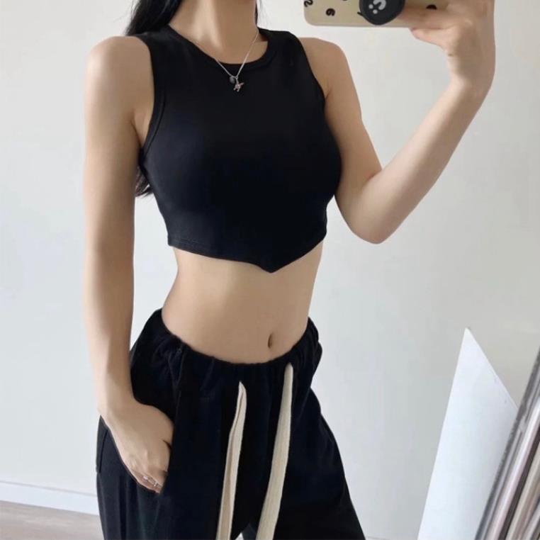 Áo Ba Lỗ Nữ Croptop Vạt Nhọn Ôm Body Chất Thun Gân Tăm Softie B03