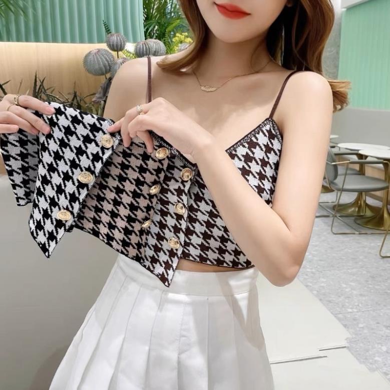 Áo Croptop , Áo Hai Dây Cổ V Thiết Kế Lệch Tà Quyến Rũ Thời Trang Hàn Quốc Softie 0095