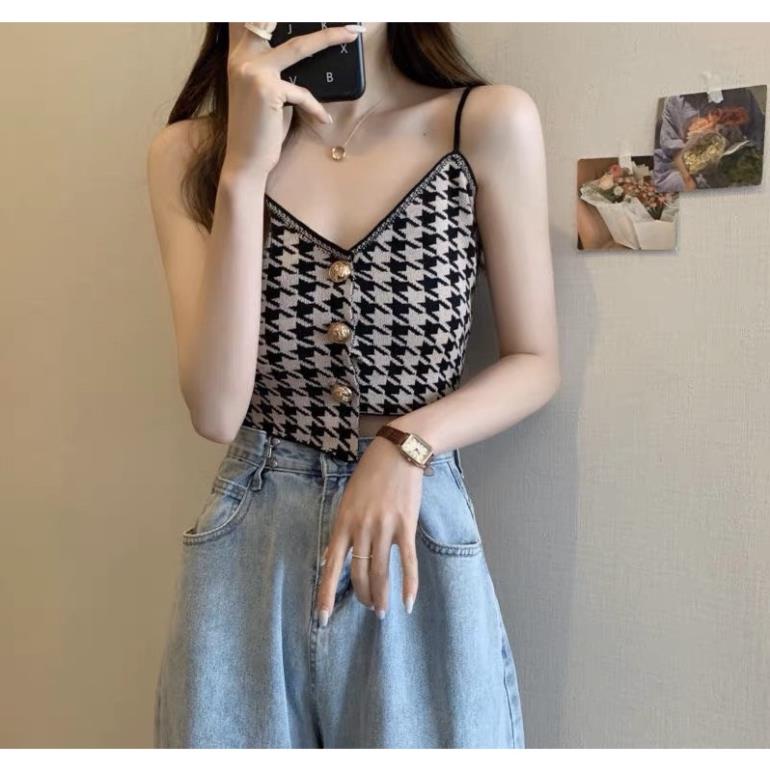Áo Croptop , Áo Hai Dây Cổ V Thiết Kế Lệch Tà Quyến Rũ Thời Trang Hàn Quốc Softie 0095