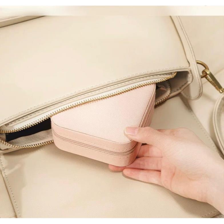 Hộp Đựng Trang Sức , Son Phấn Du Lịch Mini Bọc Da Cao Cấp Myna