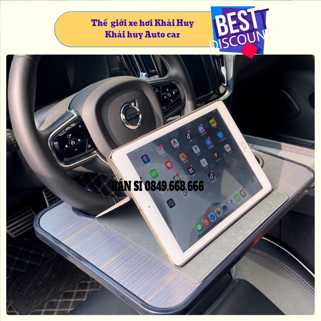 Giá Đỡ Máy tính Bảng,Laptop-Khay Đựng Cốc,Bàn Ăn Mini Đa Năng Gắn Vô Lăng Xe Hơi Tiện Dụng Khải Huy Auto Car