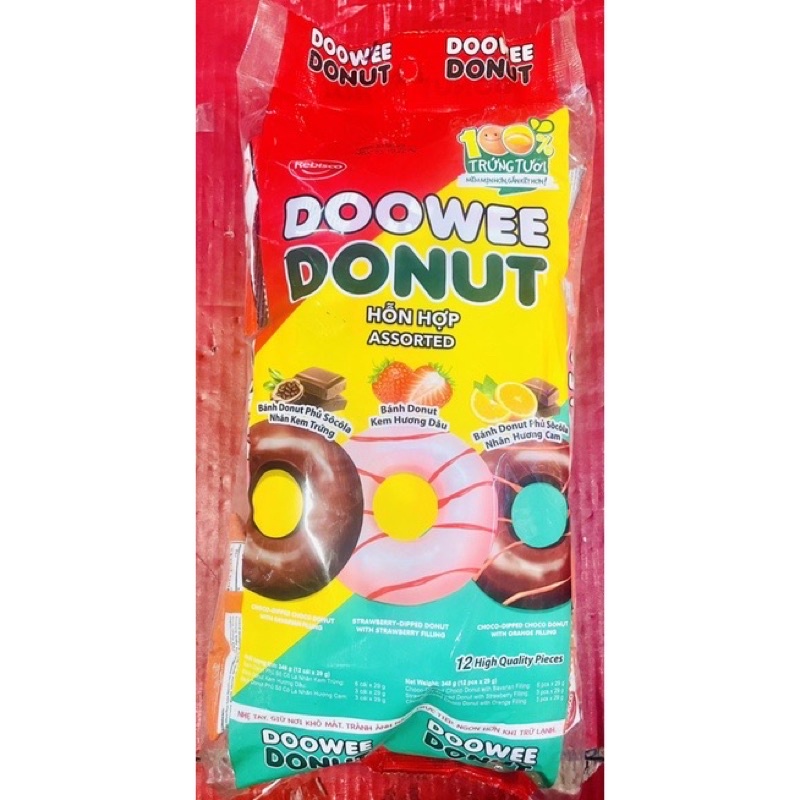 Bánh Doowee Donut Bịch Hỗn Hợp 12 Cái