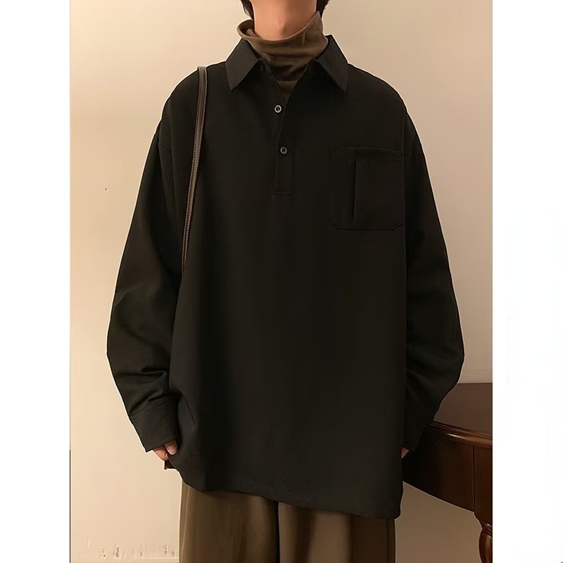 Áo Sơ Mi Dài Tay Dáng Rộng Thời Trang Hàn Quốc Đơn Giản Dành Cho Nam Và Nữ áo polo nam đẹp áo polo nam đen polo unisex