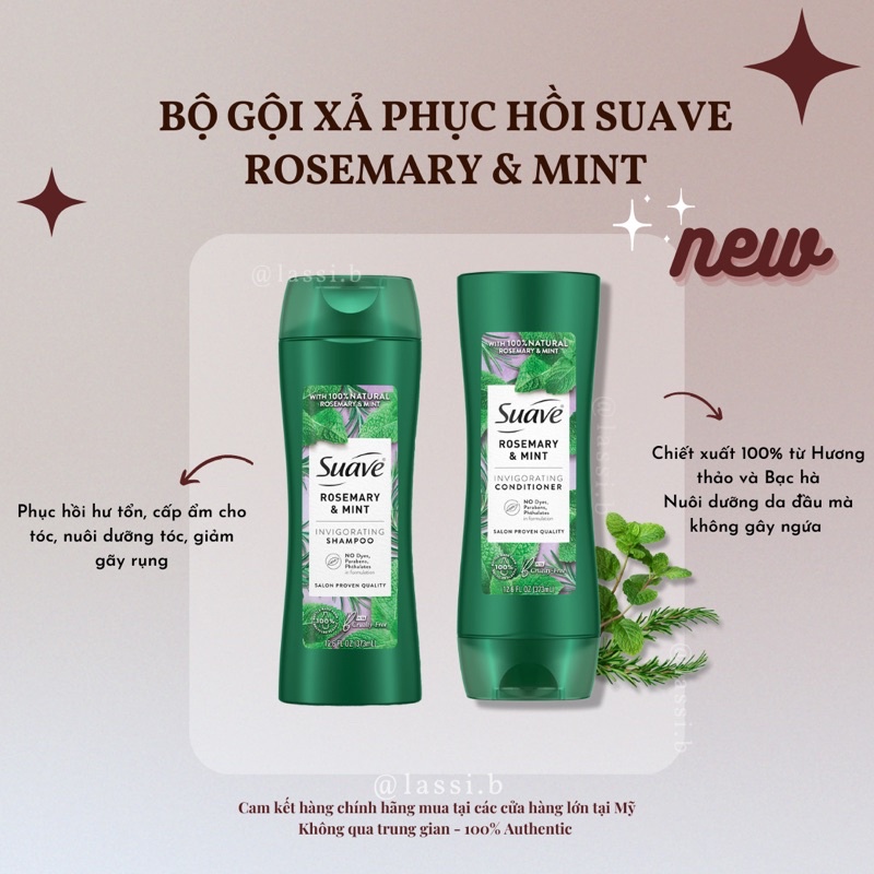 Bộ dầu gội xả Suave Rosemary & Mint Invigorating