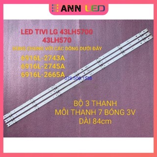 Thanh led tivi lg 43lh570 svc430a39_rev04_7led_160913 hàng mới 100%, bộ 3 thanh, mỗi thanh 7 bóng 3v, dài 85cm