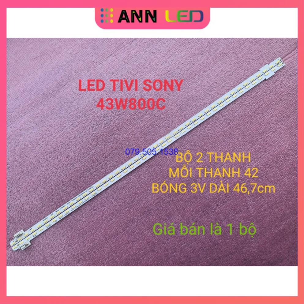 THANH LED VIỀN TIVI SONY 43W750C 43W800C, MỚI 100% BỘ 2 THANH TRÁI PHẢI, MỖI THANH 42 BÓNG 3V, DÀI 46,7cm