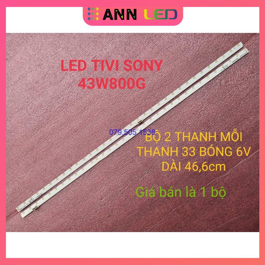 THANH LED VIỀN TIVI SONY 43W800F 43W800G HÀNG MỚI 100%, BỘ 2 THANH, MỖI THANH 33 BÓNG, MỖI BÓNG 6V, DÀI 46,6cm