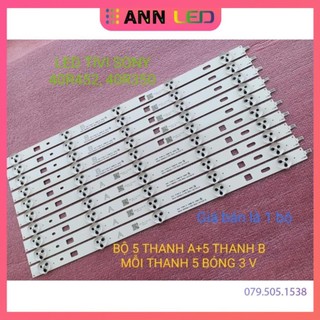 Thanh led tivi sony 40r350 40r452 hàng mới 100% bộ 5 thanh a và 5 thanh b mỗi thanh 5 bóng 3v dài 37,8cm