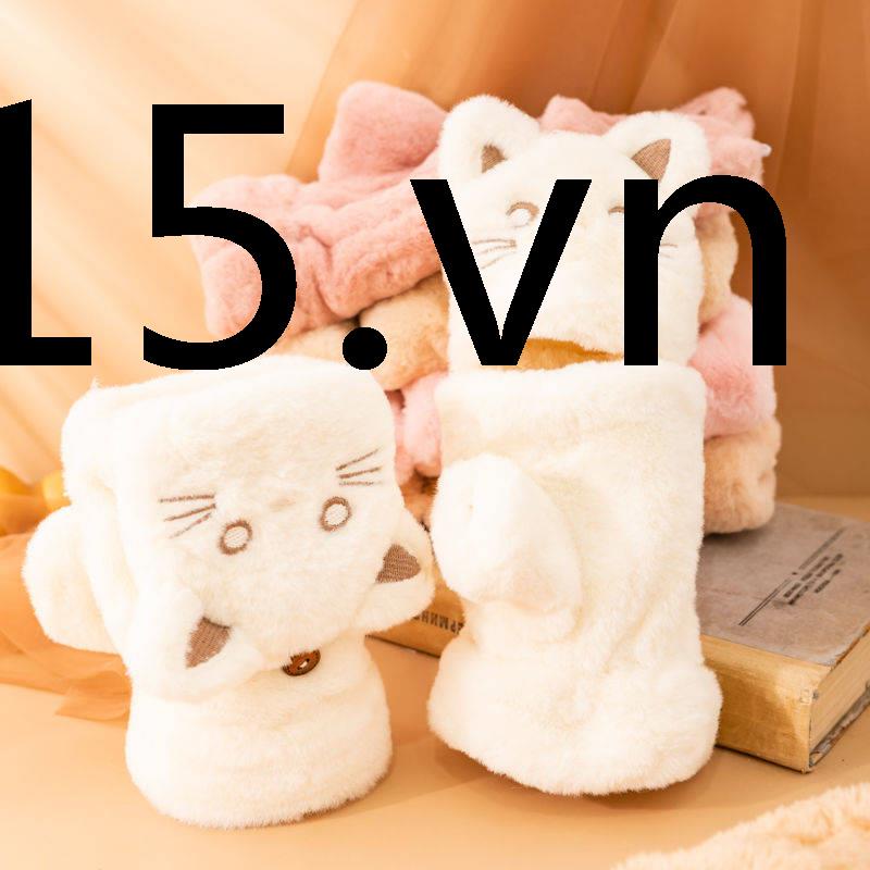 Găng Tay Hở Ngón Mùa Đông Phiên Bản Hàn Quốc Dễ Thương Lót Lông Cừu Dày Nửa Ngón Cho Nữ Sinh Kee