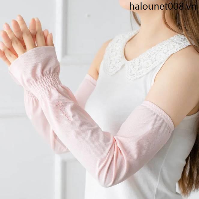 Găng Tay Chống Nắng Bằng Lụa Lạnh Mỏng Dáng Rộng Phong Cách Mới Bảo Vệ Cánh Tay Lái Xe Mùa Hè Cho Nữ
