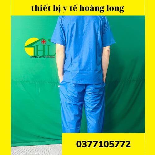 Bộ scrubs bác sĩ, quần áo y tế xanh cổ vịt đậm nam, nữ các size S M L XL
