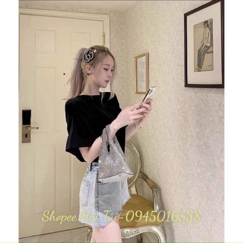 Túi quai xách nữ quang đá dúm cầm tay size 19cm hàng chuản loại 1 ( full hộp)
