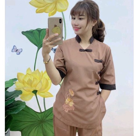 Đồ lam đi chùa katê xéo 5 nút
