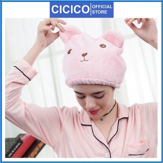 Khăn ủ tóc siêu thấm hút Cicico B915 khăn quấn tóc cotton siêu mềm siêu thấm hình thú dễ thương
