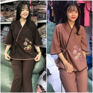 Có bigsize đồ lam đi chùa katê xéo nơ thêu đủ màu