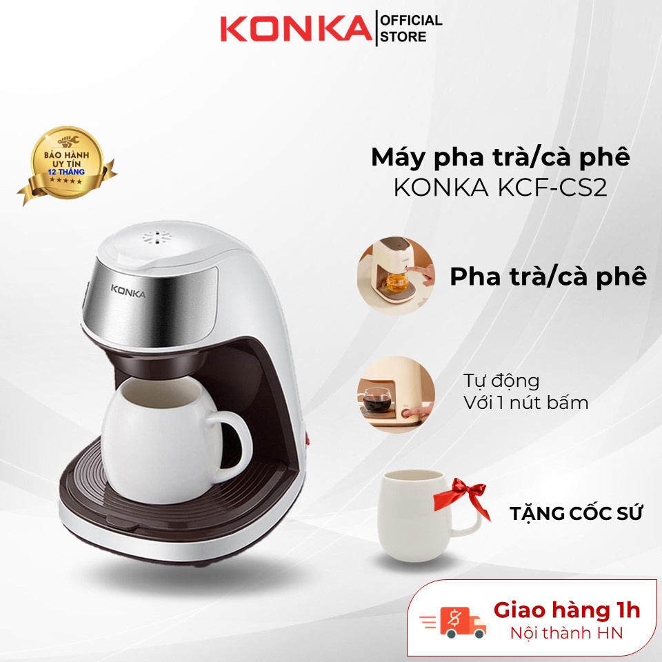 Máy pha cà phê chính hãng KONKA KCF-CS2 thiết kế kiểu mới hiện đại, sang trọng, dễ sử dụng, bảo hành 12 tháng.