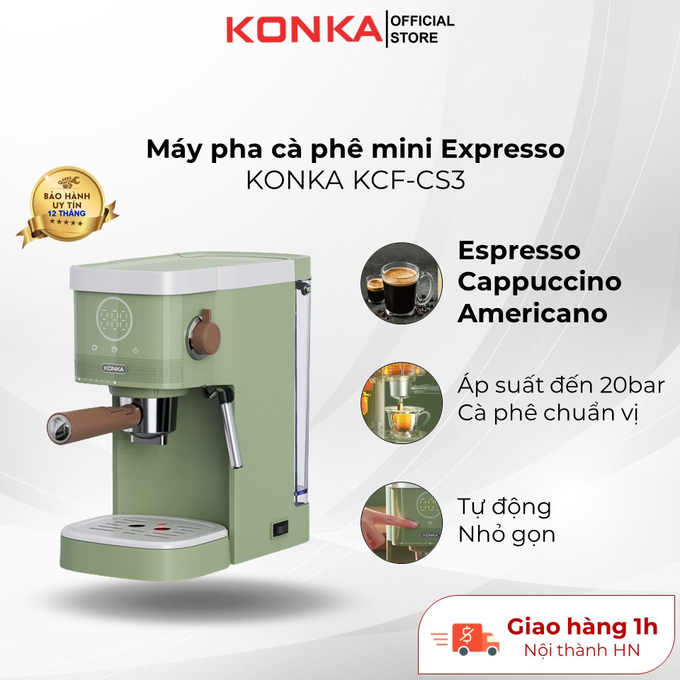 Máy pha cà phê espresso Konka KCF-CS3, tiết kiệm thời gian, đậm đà hương vị, dễ sử dụng, BH chính hãng 12 tháng.