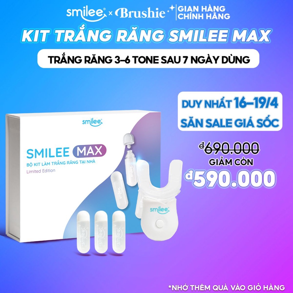 Bộ Kit Smilee Max tẩy trắng răng từ 3