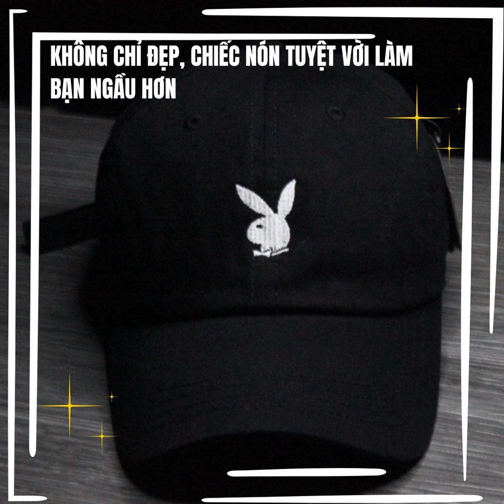Mũ lưỡi trai, nón lưỡi trai nam, nữ unisex cao cấp đen thêu Playboy chất lượng cao