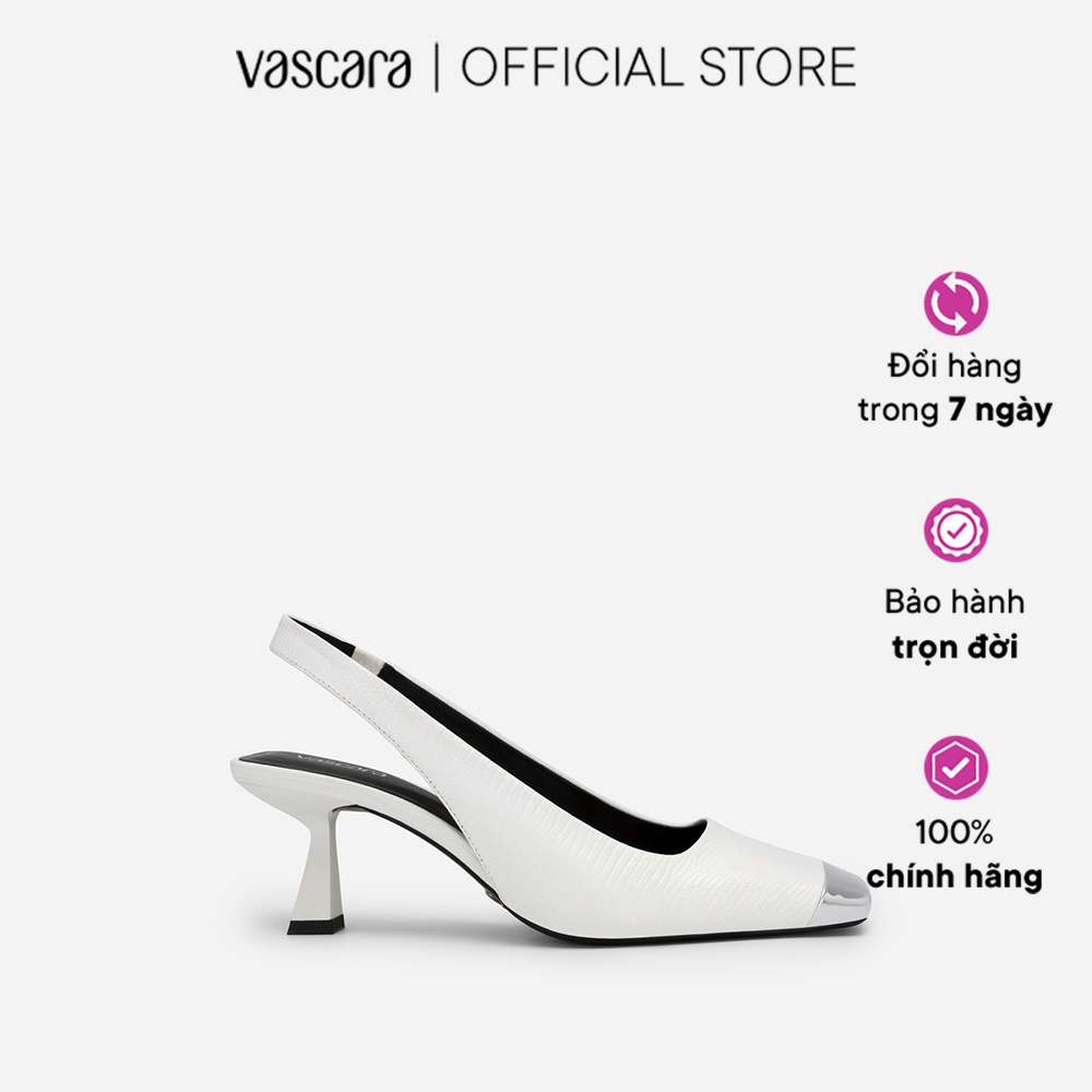 Vascara Giày Slingback Mũi Vuông Bọc Metallic - BMN 0555