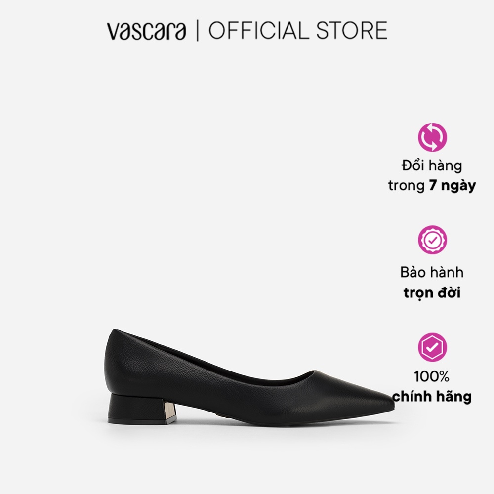 Vascara Giày Bít Mũi Nhọn Gót Trụ Phối Kim Loại - BMN 0548