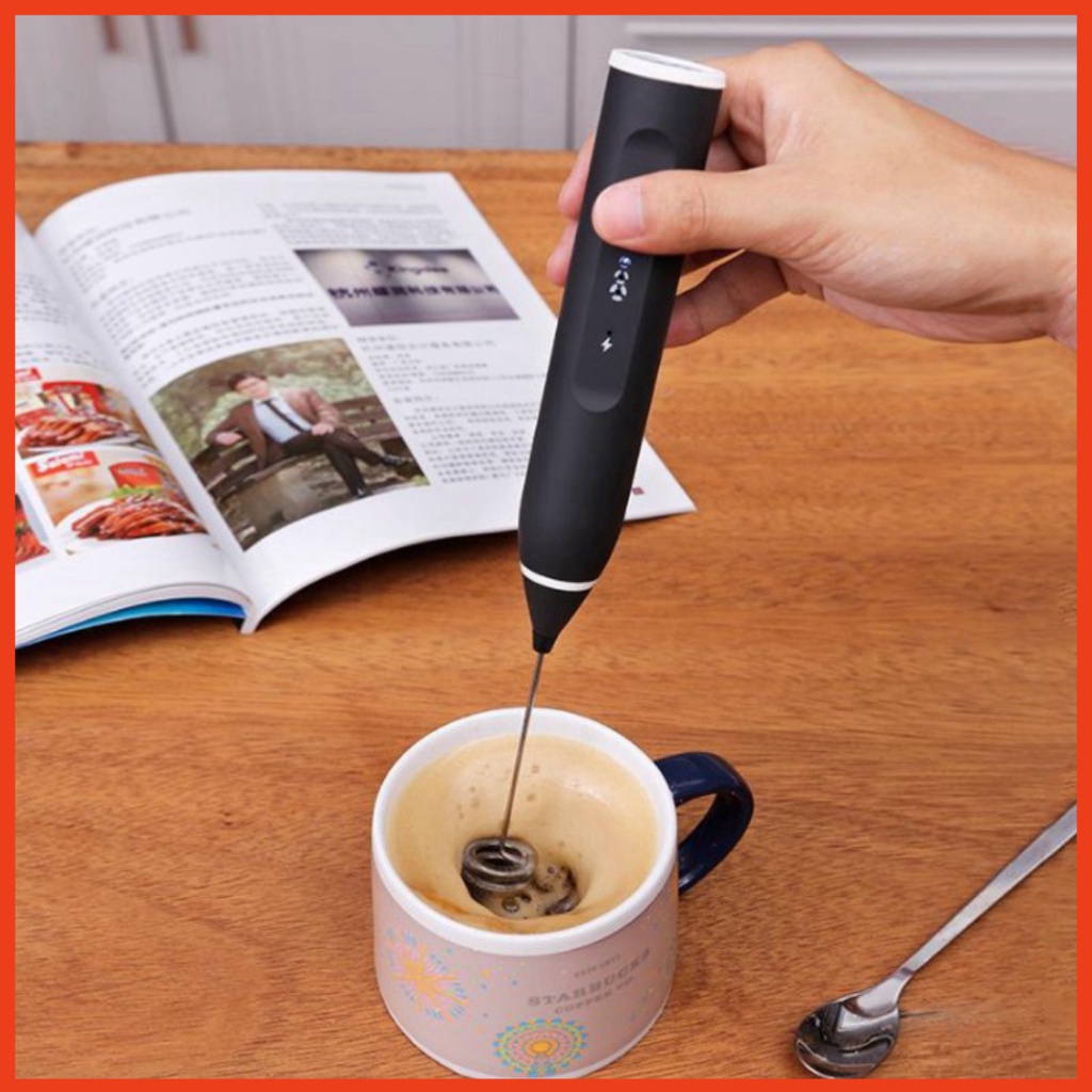 Máy Đánh Trứng, Que Tạo Bọt Cafe Mini Cầm Tay Không Dây Sokany 3 cấp độ Sạc Pin-Shady_Beauty
