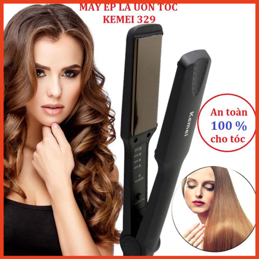 Máy Duỗi Tóc, Kẹp Ép Tóc Mini Kemei 329, Nóng Nhanh, 4 Chế Độ Chỉnh Nhiệt . Duỗi Thẳng Tiện Lợi- Shady_Beauty