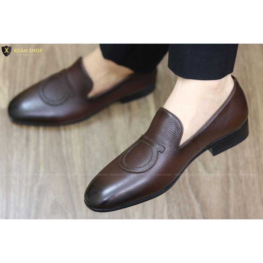 Giày Da nam cực chất xả kho giá gốc mã - giày lười nam DA BÒ CAO CẤP-BẢO HÀNH 12 THÁNG