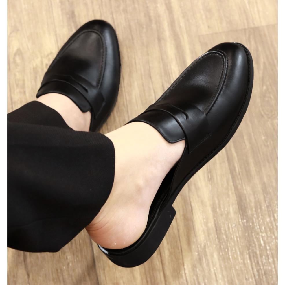 Giày Lười Nam Da Bò Đai Khoét mã S008  - Sục Nam Màu Đen và Nâu- Sục Nam Cao Cấp