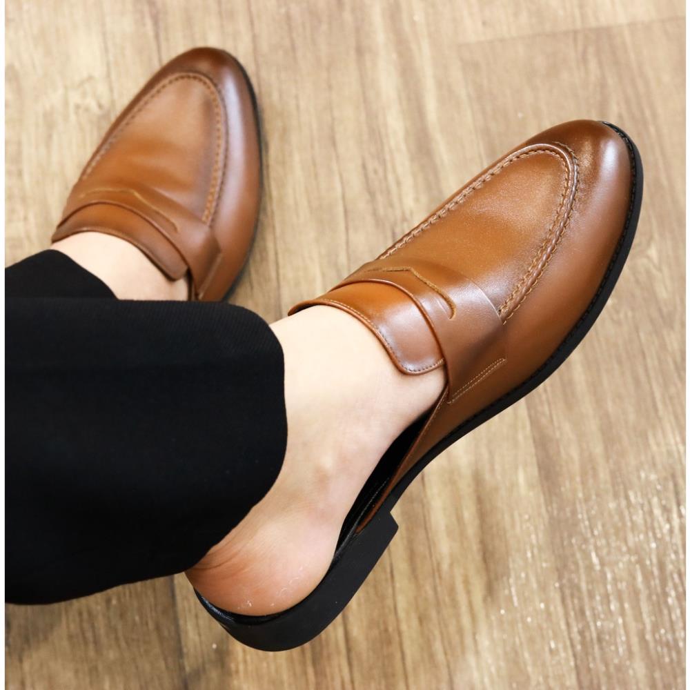 Giày Lười Nam Da Bò Đai Khoét mã S008  - Sục Nam Màu Đen và Nâu- Sục Nam Cao Cấp