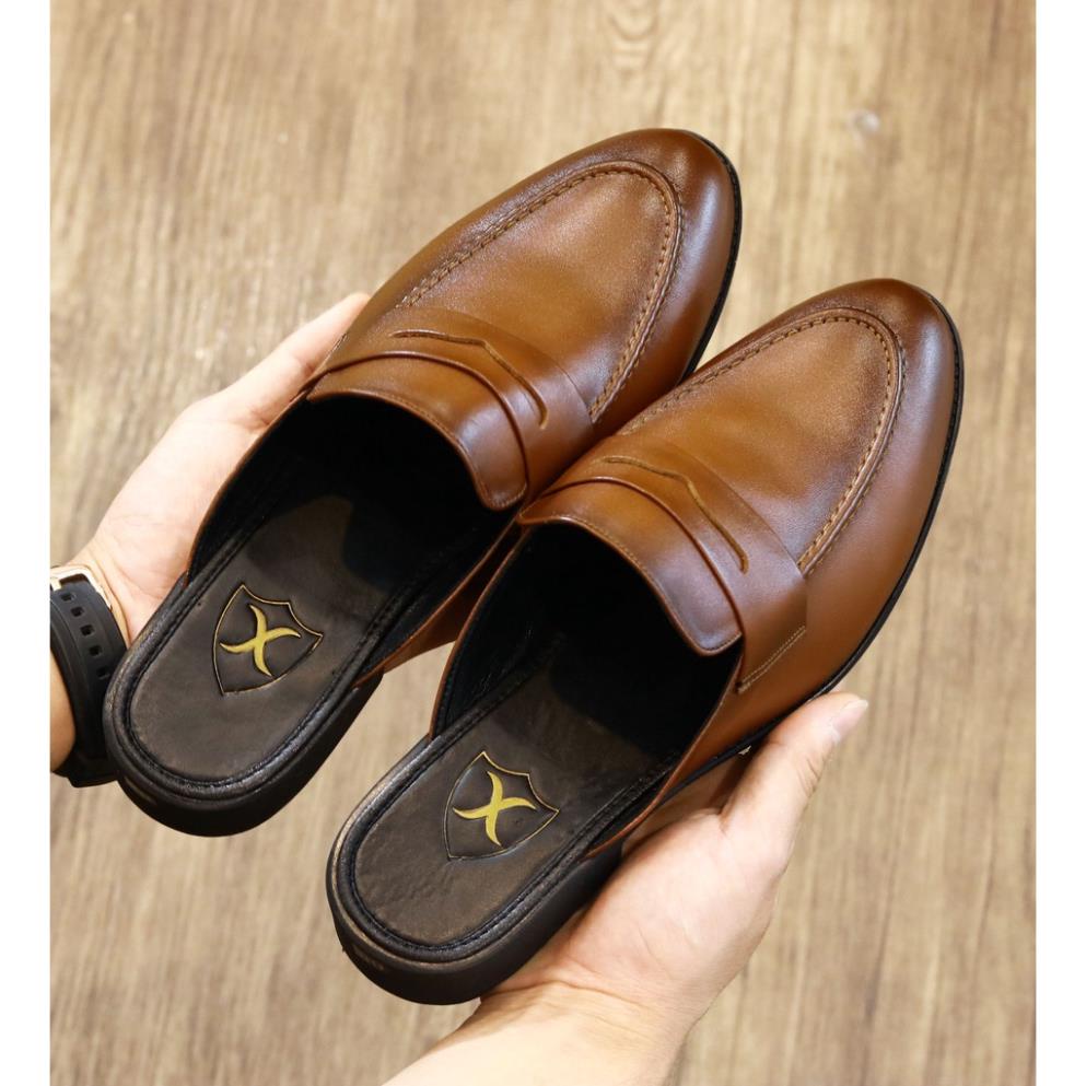 Giày Lười Nam Da Bò Đai Khoét mã S008  - Sục Nam Màu Đen và Nâu- Sục Nam Cao Cấp