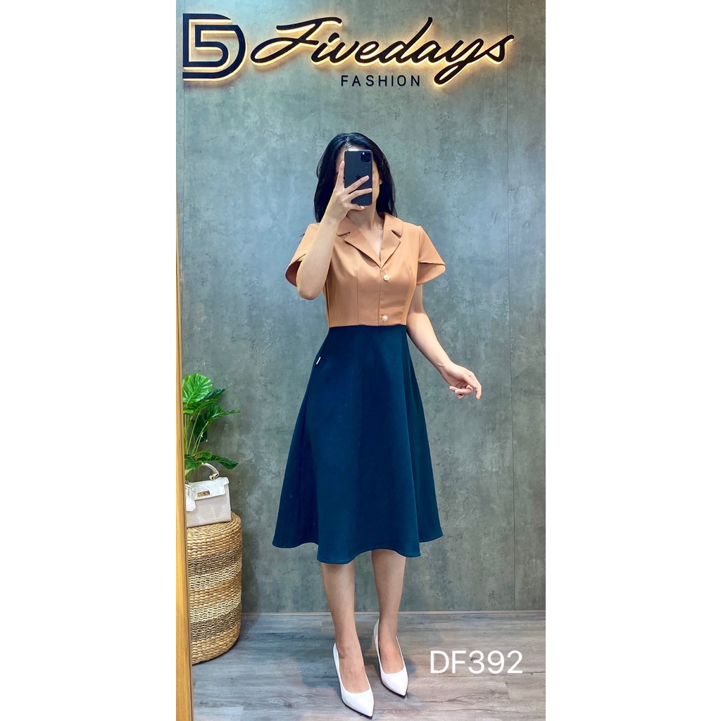 Đầm phối thân cổ 2 ve FIVEDAYS