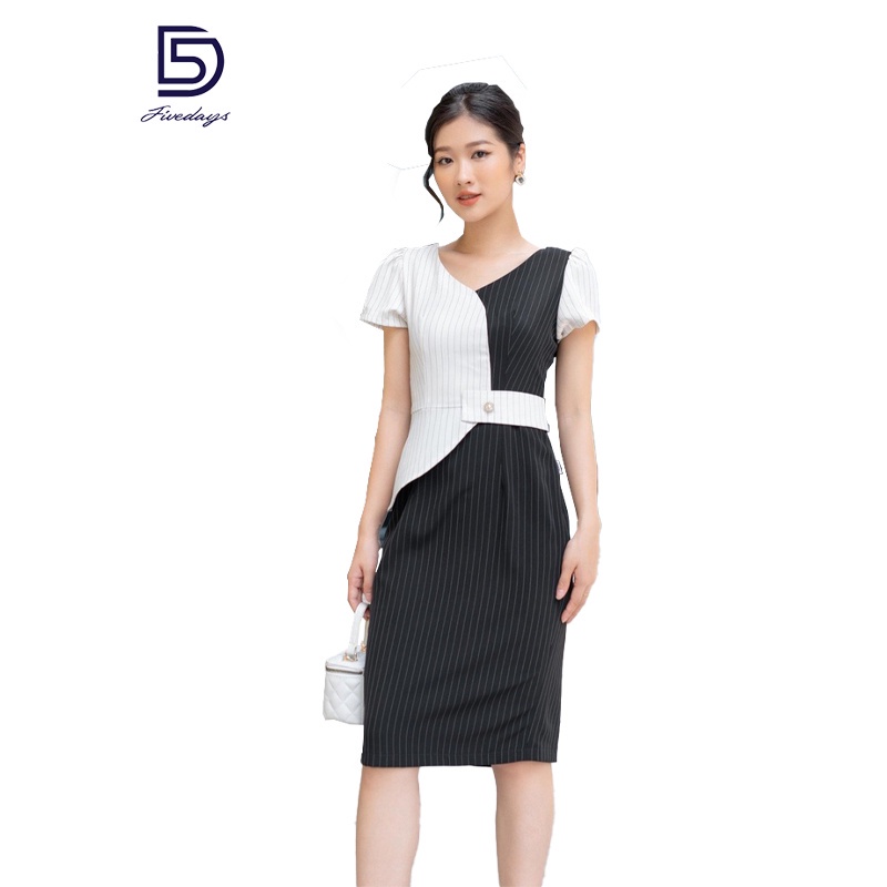 Đầm Peplum kẻ phối FIVEDAYS