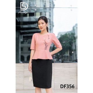 Fivedays - Đầm peplum thêu cao cấp
