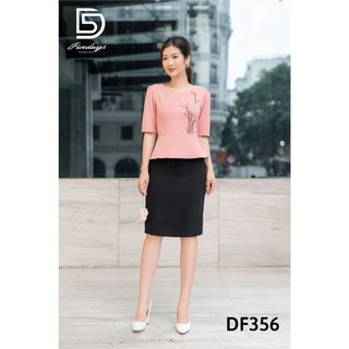 Fivedays - Đầm peplum thêu cao cấp