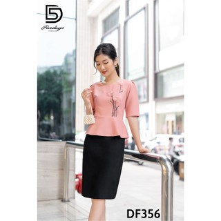 Fivedays - Đầm peplum thêu cao cấp