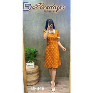 Fivedays - Đầm chấm bi dáng A phối nơ