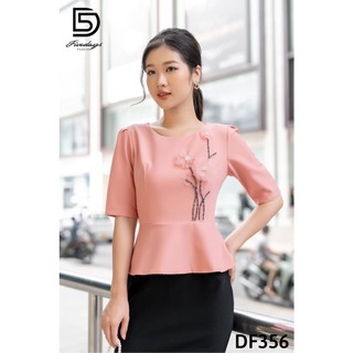 Fivedays - Đầm peplum thêu cao cấp