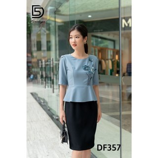Fivedays - Đầm peplum thêu cao cấp